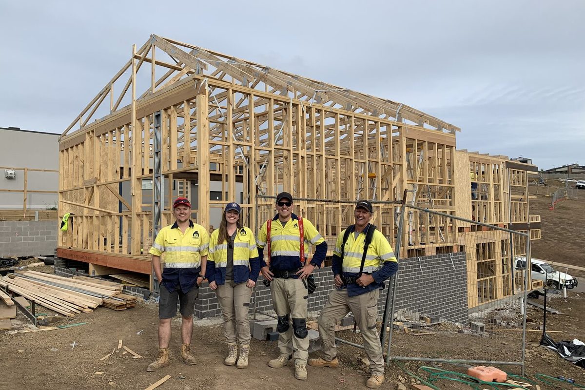New home with timber cladding, under construction
