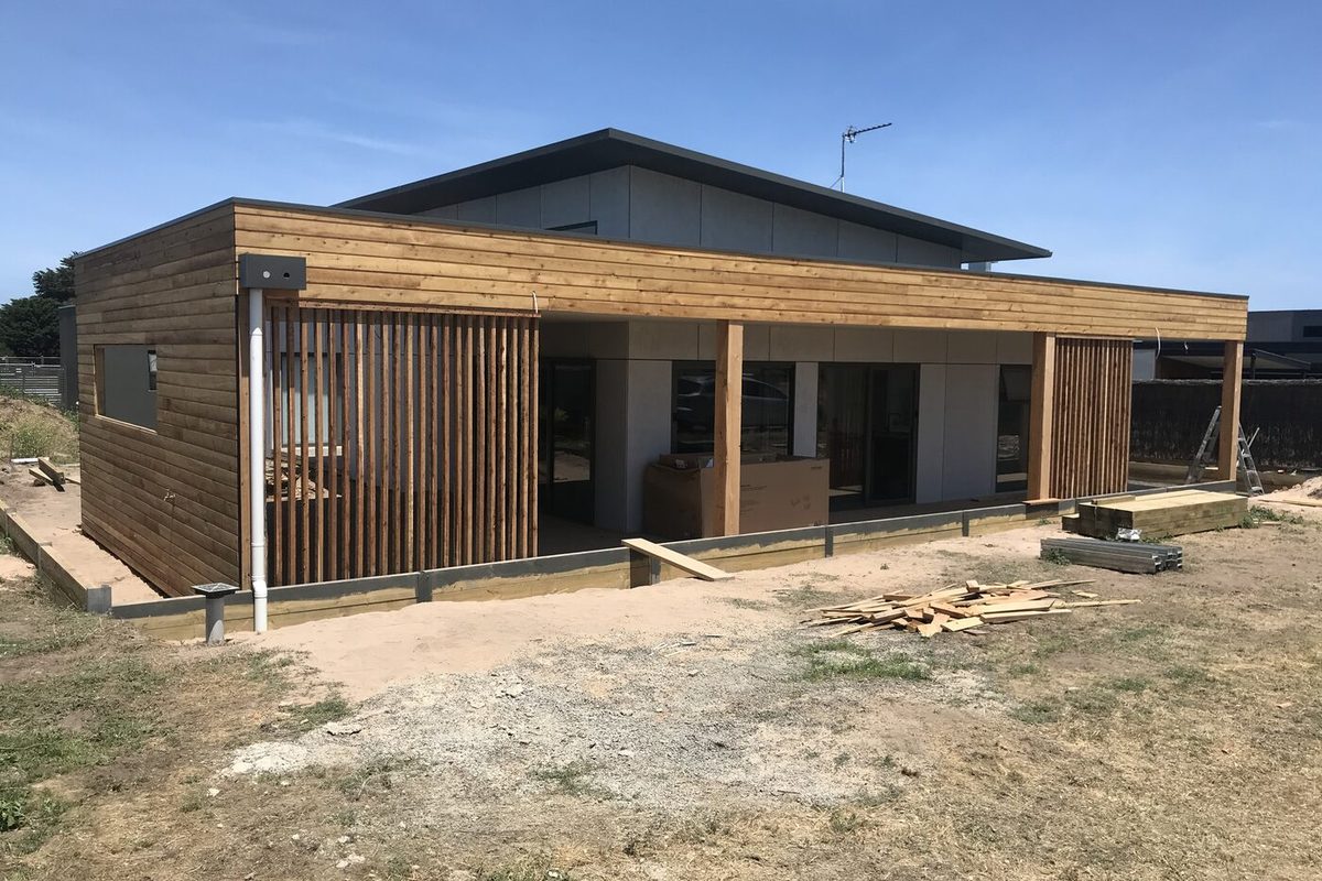 Weatherboard wall with a newly framed window
